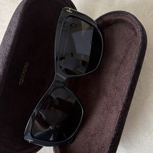 Tom Ford Glossy Black Sunglasses with Subtle Gold Details